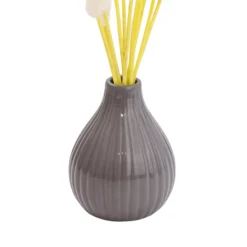 Garden Store -Garden Store 15cm white bunny tail stem artificial plant in grey ceramic vase5010795682683 02c bq