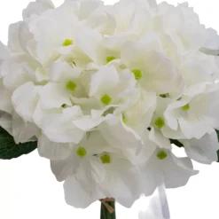 Garden Store -Garden Store 17cm white hydrangeas artificial plant in clear glass vase5010795682638 02c bq