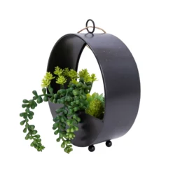 23cm Succulent Artificial Plant In Black Metal Pot -Garden Store 23cm succulent artificial plant in black metal pot5010795682485 03c bq