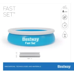 Bestway Fast Set™ Plain ABS Plastic & PVC Family Lounge Pool (W) 1.83m X (L) 1.83m -Garden Store bestway fast set plain abs plastic pvc family lounge pool w 1 83m x l 1 83m6942138967630 01t