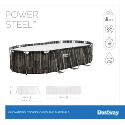 Bestway Power Steel® Wood Effect Polyvinyl Chloride (PVC) & Steel Pool (W) 3.66m X (L) 6.1m 16 Bestway Power Steel® Wood Effect Polyvinyl Chloride (PVC) & Steel Pool (W) 3.66m X (L) 6.1m -Garden Store bestway power steel wood effect polyvinyl chloride pvc steel pool w 3 66m x l 6 1m6942138983586 01t