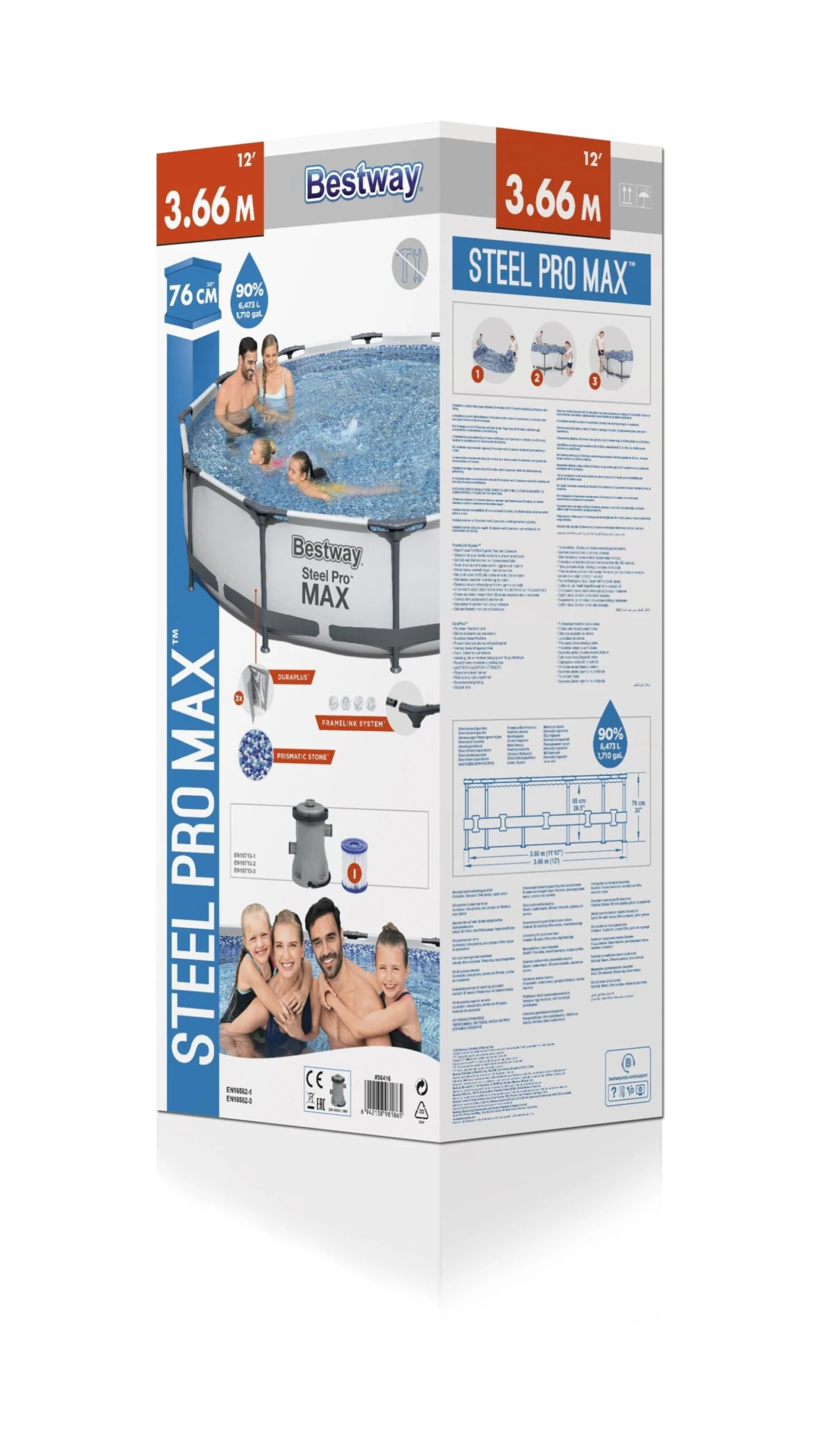 Bestway Steel Pro Max Polyvinyl Chloride (PVC) Family Swimming Pool (W) 3.97m X (L) 3.66m 5 Bestway Steel Pro Max Polyvinyl Chloride (PVC) Family Swimming Pool (W) 3.97m X (L) 3.66m - Image 3