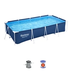Bestway Steel Pro® Plain Polyvinyl Chloride (PVC) & Steel Pool (W) 2.11m X (L) 4m -Garden Store bestway steel pro plain polyvinyl chloride pvc steel pool w 2 11m x l 4m6942138949728 03c