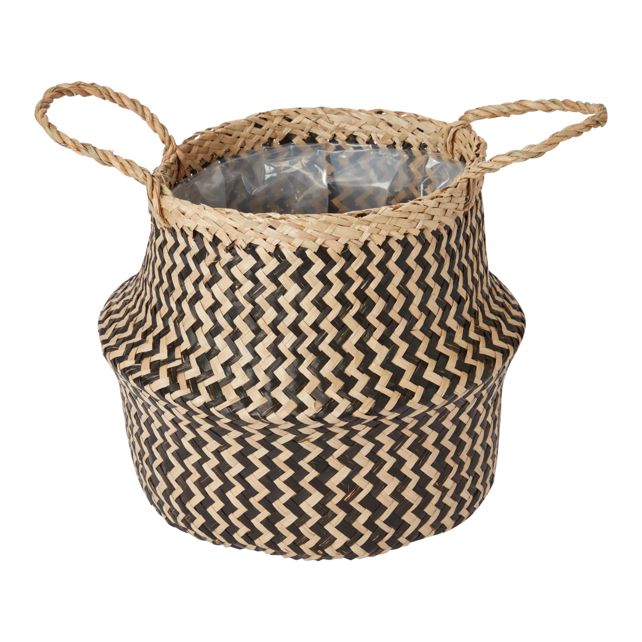 Black Seagrass Herringbone Circular Plant Pot (Dia)25cm 3 Black Seagrass Herringbone Circular Plant Pot (Dia)25cm