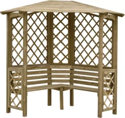 Blooma Chiltern Corner Arbour, (H)2100mm (W)1580mm (D)1580mm - Assembly Service Included -Garden Store blooma chiltern corner arbour h 2100mm w 1580mm d 1580mm assembly service included5397007111781 02c bq