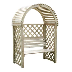 Blooma Chiltern Round Arbour, (H)1990mm (W)1340mm (D)800mm - Assembly Required -Garden Store blooma chiltern round arbour h 1990mm w 1340mm d 800mm assembly required5397007007527 02c bq