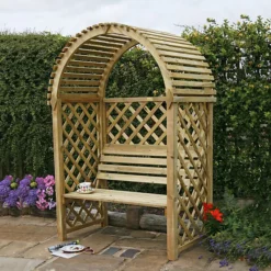 Blooma Chiltern Round Top Arbour, (H)1990mm (W)1340mm (D)800mm - Assembly Required -Garden Store blooma chiltern round top arbour h 1990mm w 1340mm d 800mm assembly required5397007055641 02i bq