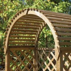 Blooma Chiltern Round Top Arbour, (H)1990mm (W)1340mm (D)800mm - Assembly Required -Garden Store blooma chiltern round top arbour h 1990mm w 1340mm d 800mm assembly required5397007055641 03i bq