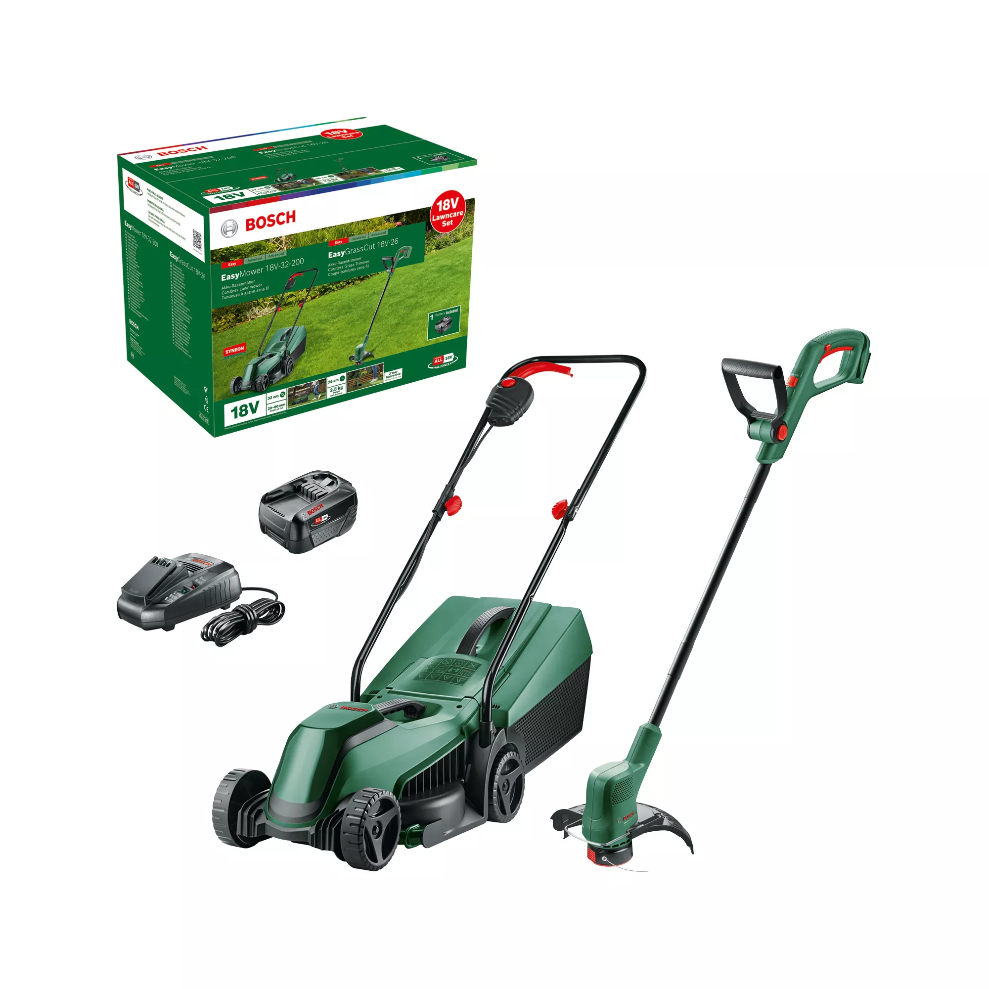 Bosch Rotary Hand-propelled Lawnmower & Grass Trimmer Set 18V Lawncare Set 3 Bosch Rotary Hand-propelled Lawnmower & Grass Trimmer Set 18V Lawncare Set