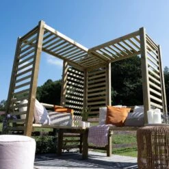 Forest Firenze Corner Arbour, (H)1970mm (W)1800mm (D)1800mm - Assembly Required -Garden Store forest firenze corner arbour h 1970mm w 1800mm d 1800mm assembly required5013053185049 04i bq