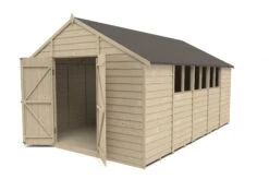 Forest Garden 10x15 Ft Apex Overlap Wooden 2 Door 6 Windows Shed With Floor -Garden Store forest garden 10x15 ft apex overlap wooden 2 door 6 windows shed with floor5013053178041 21c bq