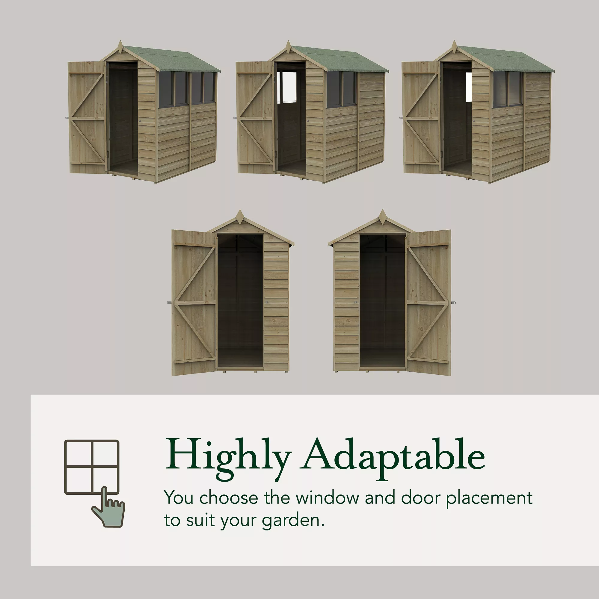 Forest Garden 5x3 Apex Pressure Treated Overlap Wooden Shed With Floor (Base Included) - Assembly Service Included 8 Forest Garden 5x3 Apex Pressure Treated Overlap Wooden Shed With Floor (Base Included) - Assembly Service Included - Image 6