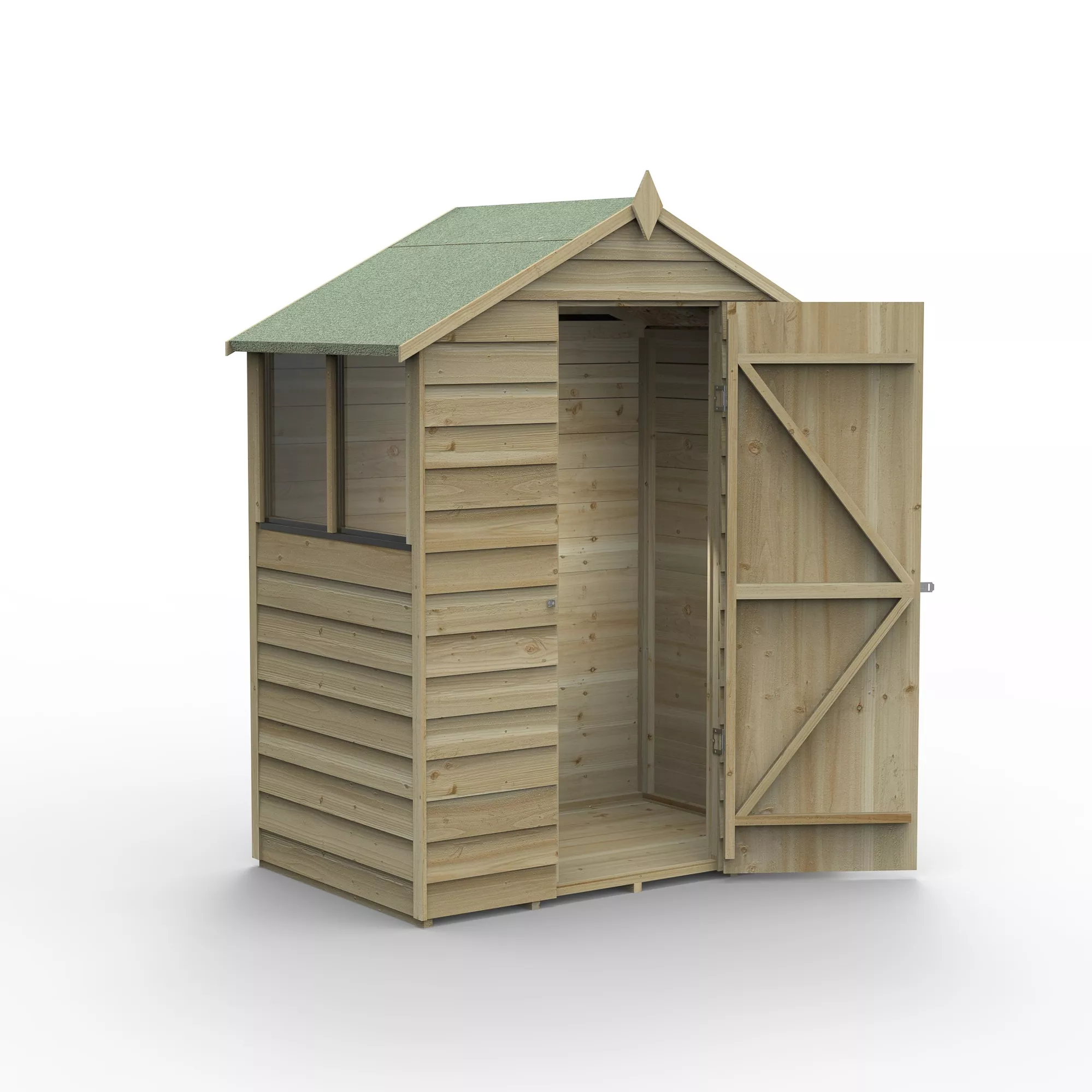 Forest Garden 5x3 Apex Pressure Treated Overlap Wooden Shed With Floor (Base Included) - Assembly Service Included 3 Forest Garden 5x3 Apex Pressure Treated Overlap Wooden Shed With Floor (Base Included) - Assembly Service Included
