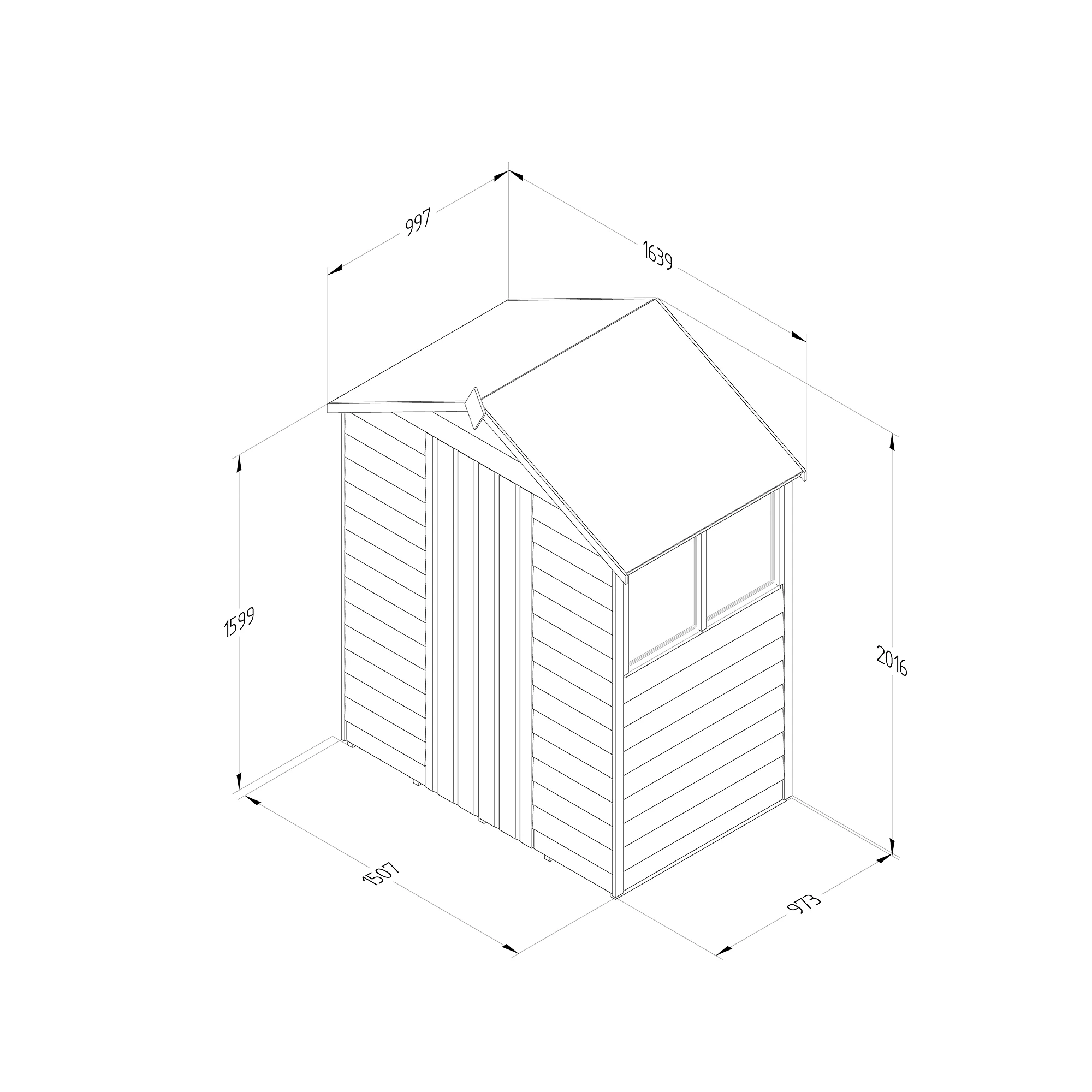 Forest Garden 5x3 Apex Pressure Treated Overlap Wooden Shed With Floor (Base Included) - Assembly Service Included 11 Forest Garden 5x3 Apex Pressure Treated Overlap Wooden Shed With Floor (Base Included) - Assembly Service Included - Image 9