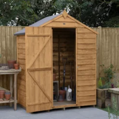Forest Garden 5x3 Ft Apex Overlap Wooden Shed With Floor (Base Included) - Assembly Service Included