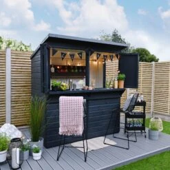 Forest Garden 6x3 Ft Pent Shiplap Garden Bar With Single Door -Garden Store forest garden 6x3 ft pent shiplap garden bar with single door5013053184066 02i bq