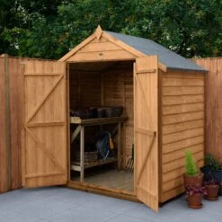 Forest Garden 6x4 Ft Apex Wooden 2 Door Shed With Floor