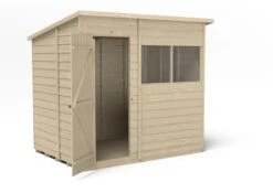Forest Garden 7x5 Pent Pressure Treated Overlap Wooden Shed With Floor (Base Included) - Assembly Service Included -Garden Store forest garden 7x5 pent pressure treated overlap wooden shed with floor base included assembly service included5013053178515 02c bq