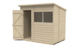 Forest Garden 7x5 Pent Pressure Treated Overlap Wooden Shed With Floor (Base Included) - Assembly Service Included -Garden Store forest garden 7x5 pent pressure treated overlap wooden shed with floor base included assembly service included5013053178515 21c bq
