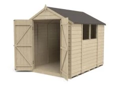 Forest Garden 8x6 Apex Pressure Treated Overlap Wooden Shed With Floor - Assembly Service Included -Garden Store forest garden 8x6 apex pressure treated overlap wooden shed with floor assembly service included5013053177600 21c bq