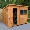 Forest Garden 8x6 Pent Dip Treated Overlap Wooden Shed With Floor (Base Included) - Assembly Service Included -Garden Store forest garden 8x6 pent dip treated overlap wooden shed with floor base included assembly service included5013053178560 01i bq