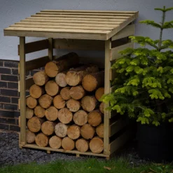 Forest Garden Compact Timber 3x3 Ft Pent Log Store