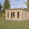 Forest Garden Elmley 5x3 Toughened Glass Pent Loglap Solid Wood Cabin With Double Door -Garden Store forest garden elmley 5x3 toughened glass pent loglap solid wood cabin with double door5013053181430 01i bq