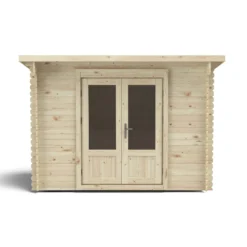 Forest Garden Harwood 3x2 Toughened Glass Pent Loglap Solid Wood Cabin With Double Door -Garden Store forest garden harwood 3x2 toughened glass pent loglap solid wood cabin with double door5013053181300 01c bq