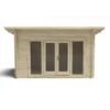Forest Garden Melbury 4x3 Toughened Glass Pent Loglap Solid Wood Cabin With Double Door - Assembly Service Included -Garden Store forest garden melbury 4x3 toughened glass pent loglap solid wood cabin with double door assembly service included5013053181744 01c bq