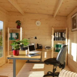 Forest Garden Melbury 4x3 Toughened Glass Pent Loglap Solid Wood Cabin With Double Door - Assembly Service Included -Garden Store forest garden melbury 4x3 toughened glass pent loglap solid wood cabin with double door assembly service included5013053181744 36c bq