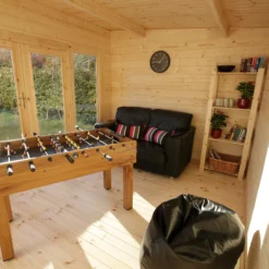 Forest Garden Melbury 4x3 Toughened Glass Pent Loglap Solid Wood Cabin With Double Door - Assembly Service Included -Garden Store forest garden melbury 4x3 toughened glass pent loglap solid wood cabin with double door assembly service included5013053181744 37c bq
