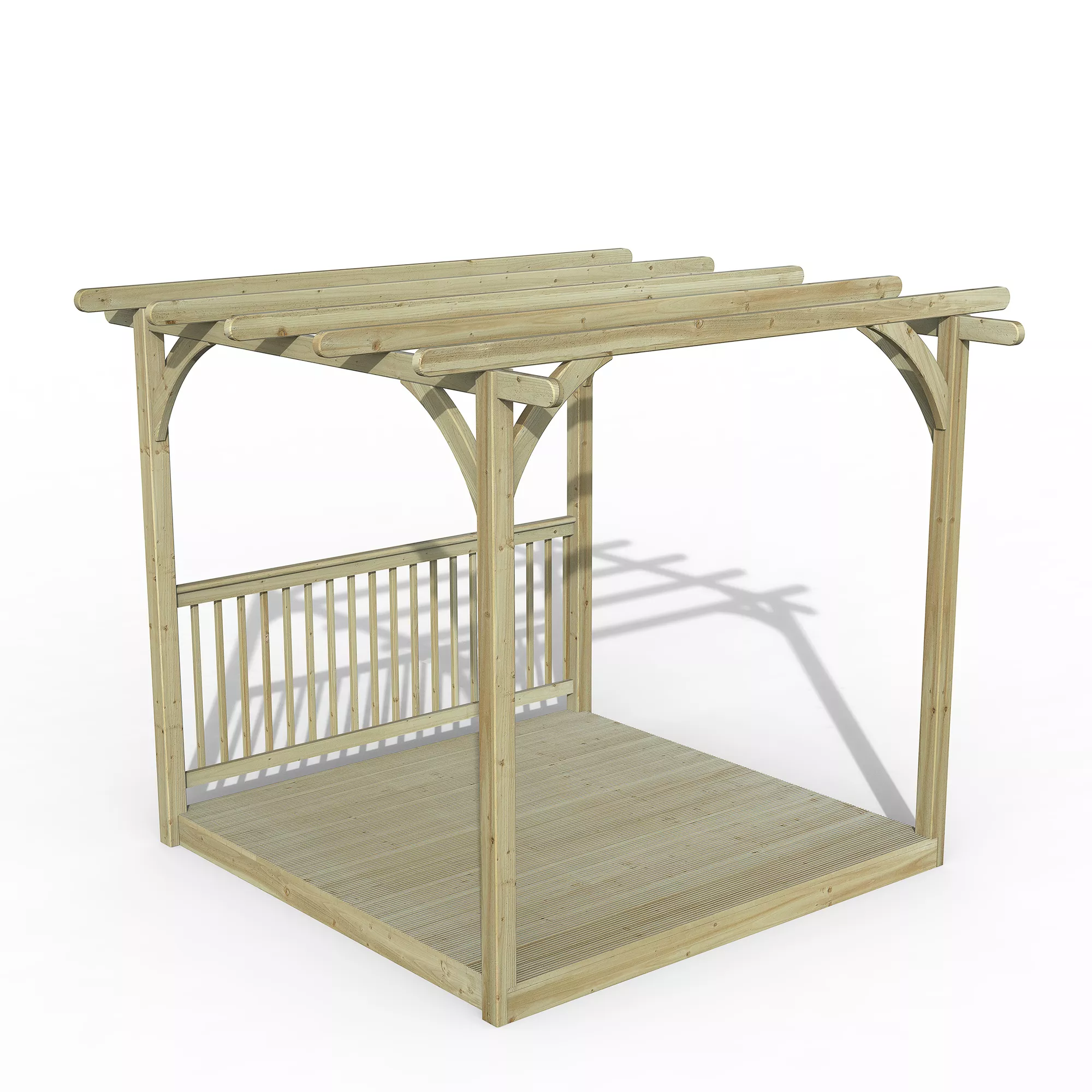 Forest Garden Natural Pergola & Decking Kit, X4 Post X1 Balustrade (H) 2.5m X (W) 3m 3 Forest Garden Natural Pergola & Decking Kit, X4 Post X1 Balustrade (H) 2.5m X (W) 3m