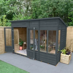 Forest Garden Oakley 10x6 Pent Overlap Solid Wood Summer House With Double Door (Base Included) - Assembly Service Included -Garden Store forest garden oakley 10x6 pent overlap solid wood summer house with double door base included assembly service included5013053188743 02i bq