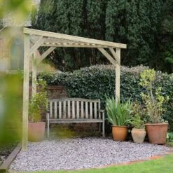 Forest Garden Slatted Corner Pergola, (H)2130mm (W)1470mm -Garden Store forest garden slatted corner pergola h 2130mm w 1470mm5013053183199 03i bq