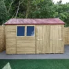 Forest Garden Timberdale 12x8 Ft Reverse Apex Tongue & Groove Wooden 2 Door Shed With Floor -Garden Store forest garden timberdale 12x8 ft reverse apex tongue groove wooden 2 door shed with floor5013053189238 01i bq