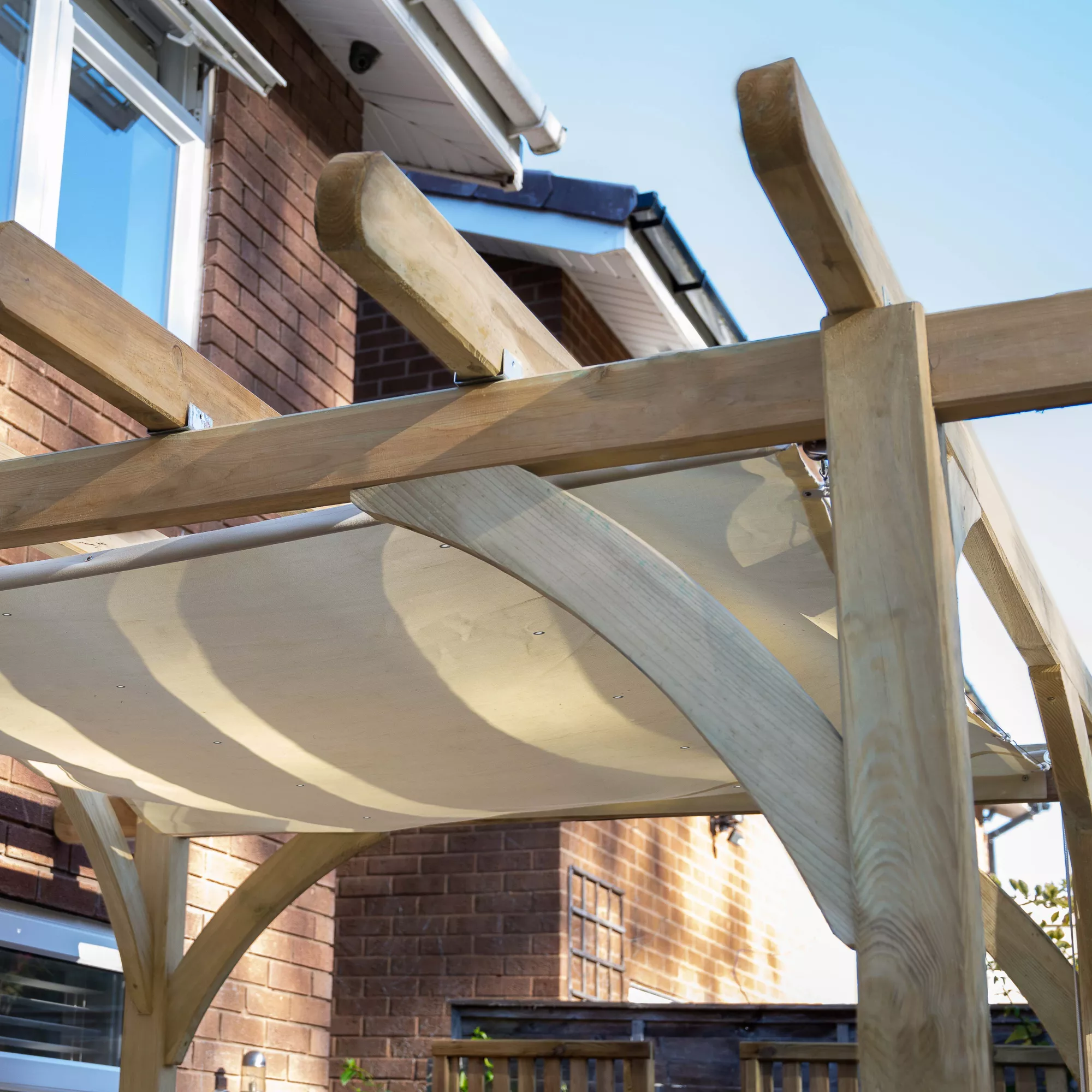 Forest Garden Ultima Cream Pergola & Decking Kit, X4 Post (H) 2.4m X (W) 2.4m - Canopy Included 5 Forest Garden Ultima Cream Pergola & Decking Kit, X4 Post (H) 2.4m X (W) 2.4m - Canopy Included - Image 3