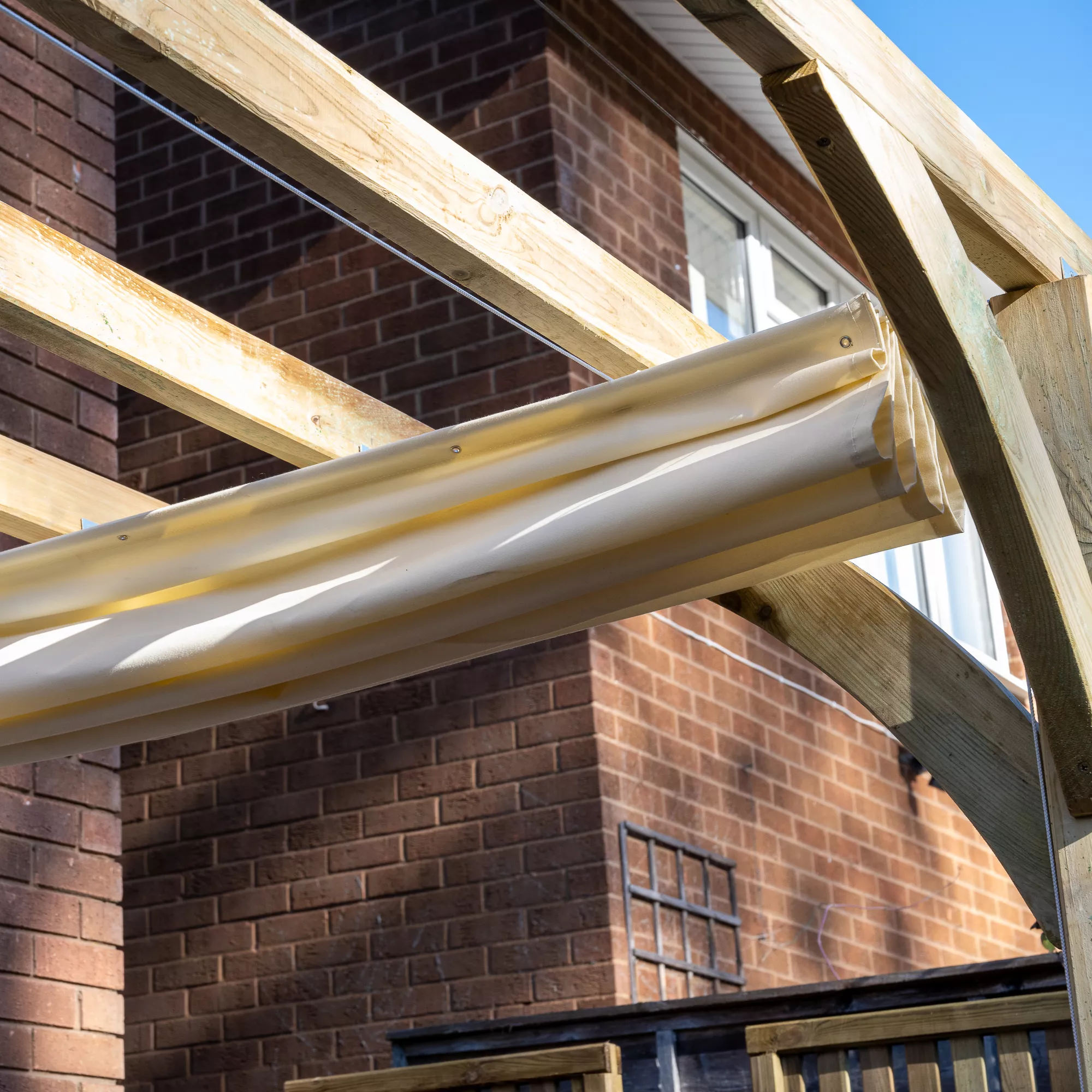 Forest Garden Ultima Cream Pergola & Decking Kit, X4 Post (H) 2.4m X (W) 2.4m - Canopy Included 8 Forest Garden Ultima Cream Pergola & Decking Kit, X4 Post (H) 2.4m X (W) 2.4m - Canopy Included - Image 6