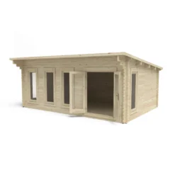 Forest Garden Wolverley 6x4 Toughened Glass Pent Loglap Solid Wood Cabin With Double Door - Assembly Service Included -Garden Store forest garden wolverley 6x4 toughened glass pent loglap solid wood cabin with double door assembly service included5013053181560 04c bq