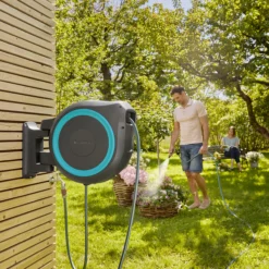 Gardena Rollup XL Wall-mounted Auto Hose Pipe Set (L)35m -Garden Store gardena rollup xl wall mounted auto hose pipe set l 35m4078500052061 02i bq