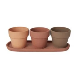 GoodHome Arara Terracotta Cement & Terracotta Round Plant Pot (Dia)10.9cm