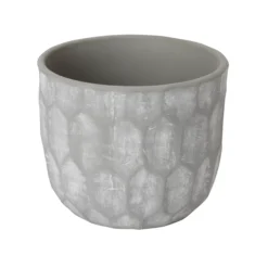 GoodHome Grey Clay Honeycomb Circular Plant Pot (Dia)20.4cm