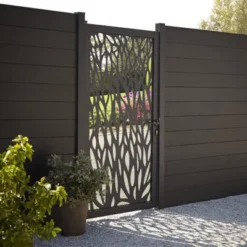 GoodHome Neva Aluminium Leaf Gate, (H)1.7m (W)0.93m -Garden Store goodhome neva aluminium leaf gate h 1 7m w 0 93m3663602759898 03bq