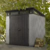 Keter Artisan 7x7 Ft Pent Tongue & Groove Grey Plastic Shed With Floor -Garden Store keter artisan 7x7 ft pent tongue groove grey plastic shed with floor7290106933989 14i bq