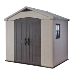 Keter Factor 8x6 Apex Beige Plastic Shed With Floor -Garden Store keter factor 8x6 apex beige plastic shed with floor7290103664947 01bq