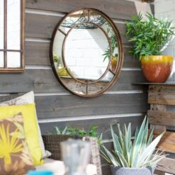 La Hacienda Aston & Wold Valencia Gold Effect Curved Framed Garden Mirror 600mm X 600mm -Garden Store la hacienda aston wold valencia gold effect curved framed garden mirror 600mm x 600mm5055025559090 04i bq