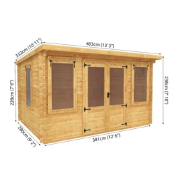 Mercia 13x10 Pent Tongue & Groove Cabin With Double Door -Garden Store mercia 13x10 pent tongue groove cabin with double door5029442002453 01t bq