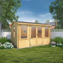 Mercia 13x10 Reverse Apex Tongue & Groove Cabin With Double Door 14 Mercia 13x10 Reverse Apex Tongue & Groove Cabin With Double Door -Garden Store mercia 13x10 reverse apex tongue groove cabin with double door5029442088419 01i