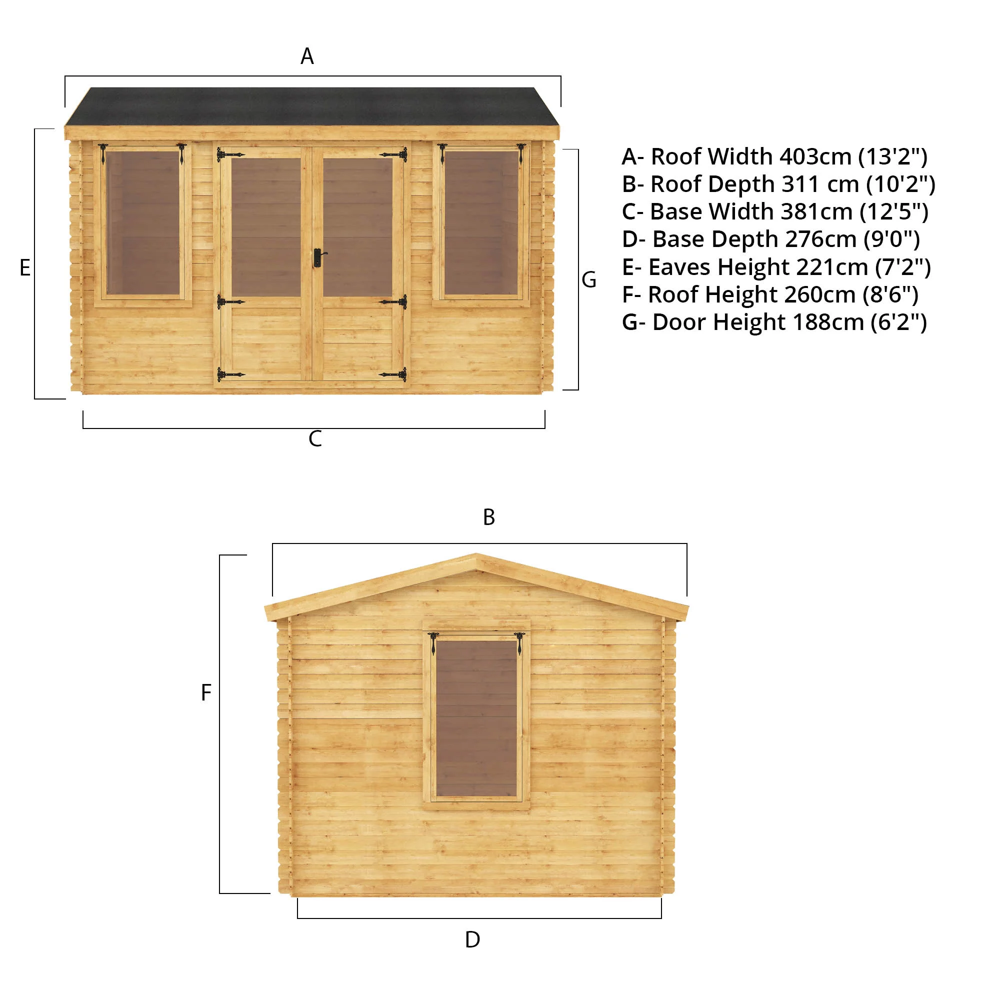 Mercia 13x10 Reverse Apex Tongue & Groove Cabin With Double Door 13 Mercia 13x10 Reverse Apex Tongue & Groove Cabin With Double Door - Image 11