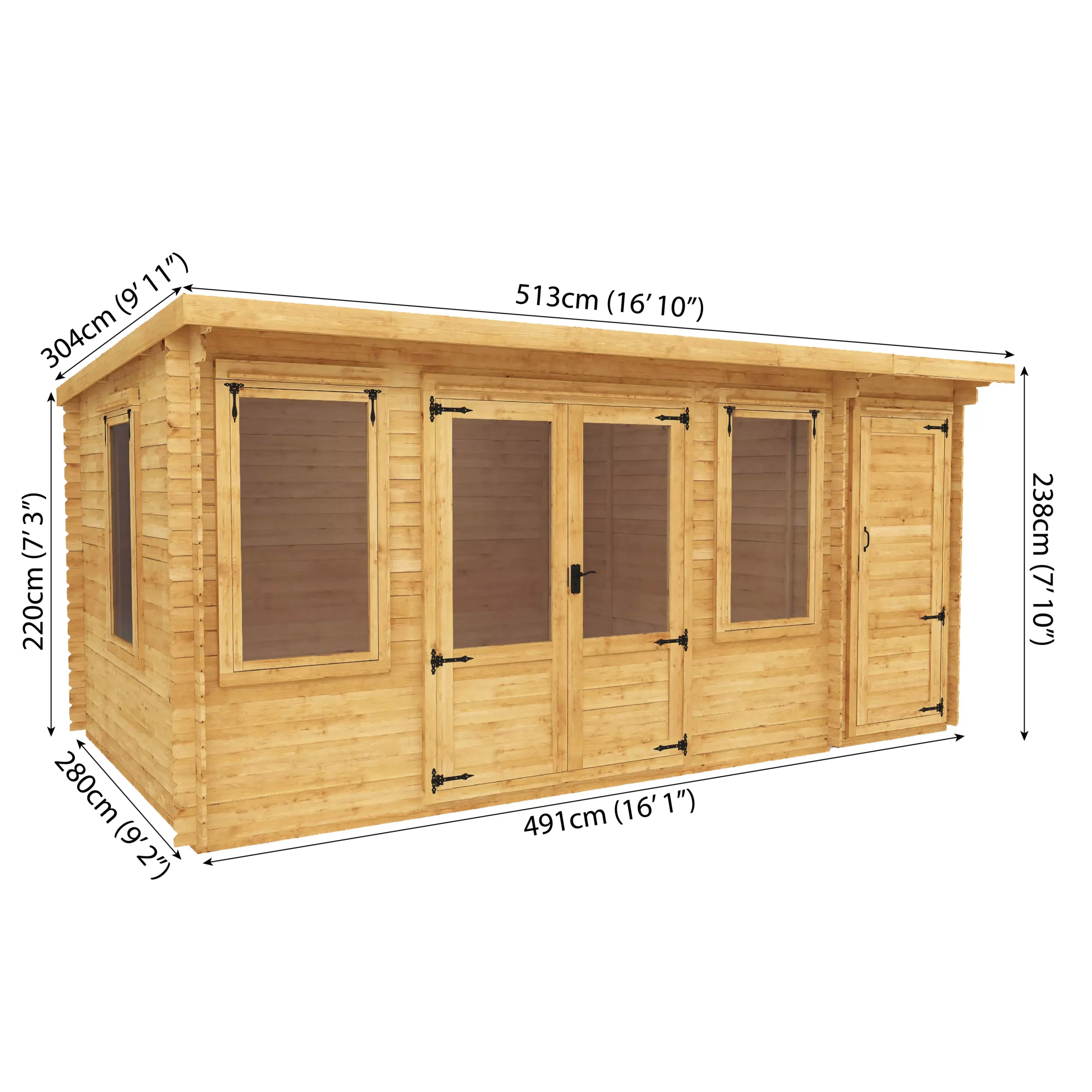 Mercia 17x10 Pent Tongue & Groove Cabin With Double Door 9 Mercia 17x10 Pent Tongue & Groove Cabin With Double Door - Image 7