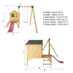 Mercia Snug Wooden Swing Set & Slide -Garden Store mercia snug wooden swing set slide5029442008264 01t